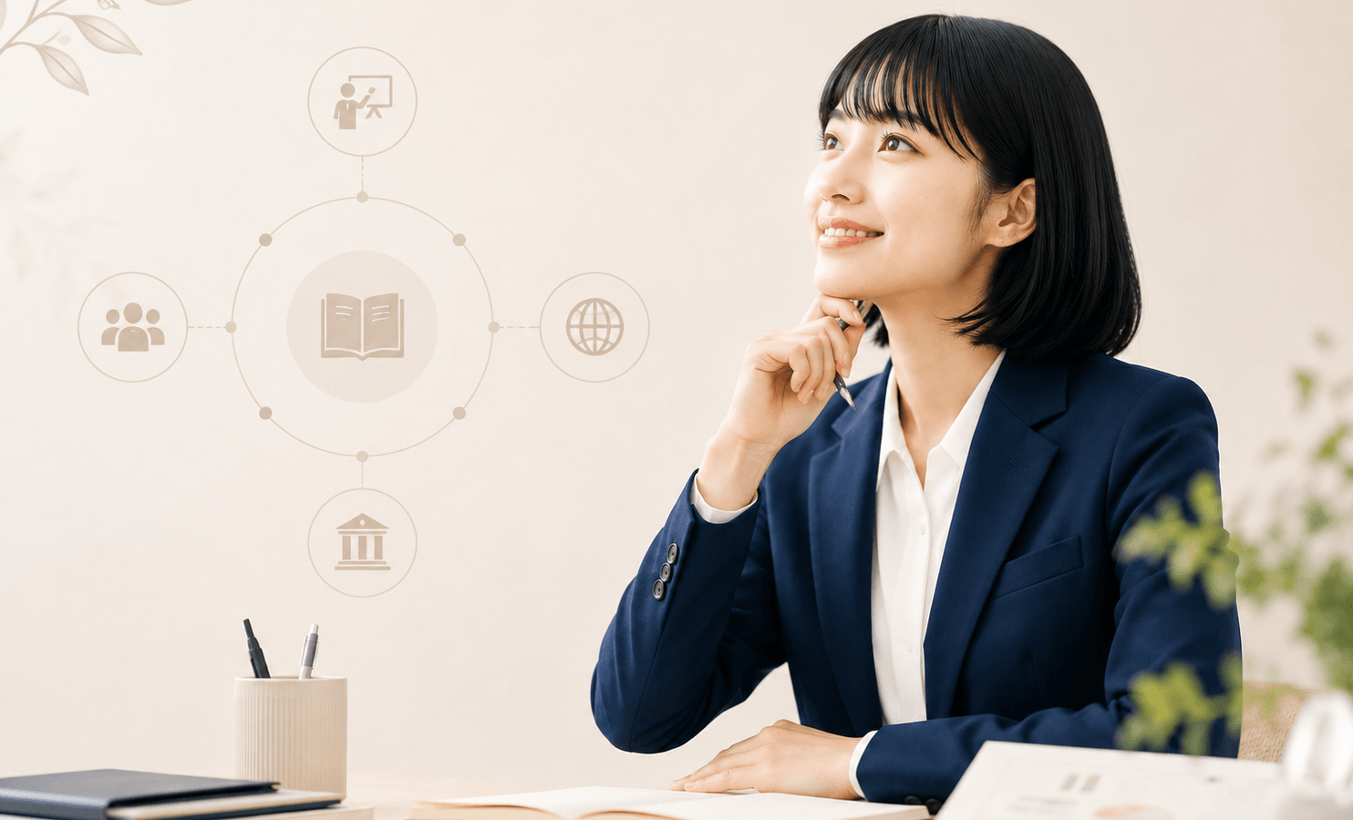 登録日本語教員制度の全体像をイメージした女性の写真